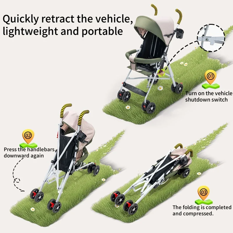 Passeggino 6-36 mesi - Passeggino compatto e pieghevole per bambini - Passeggino portatile con ombrellone per neonati - Passeggino portatile