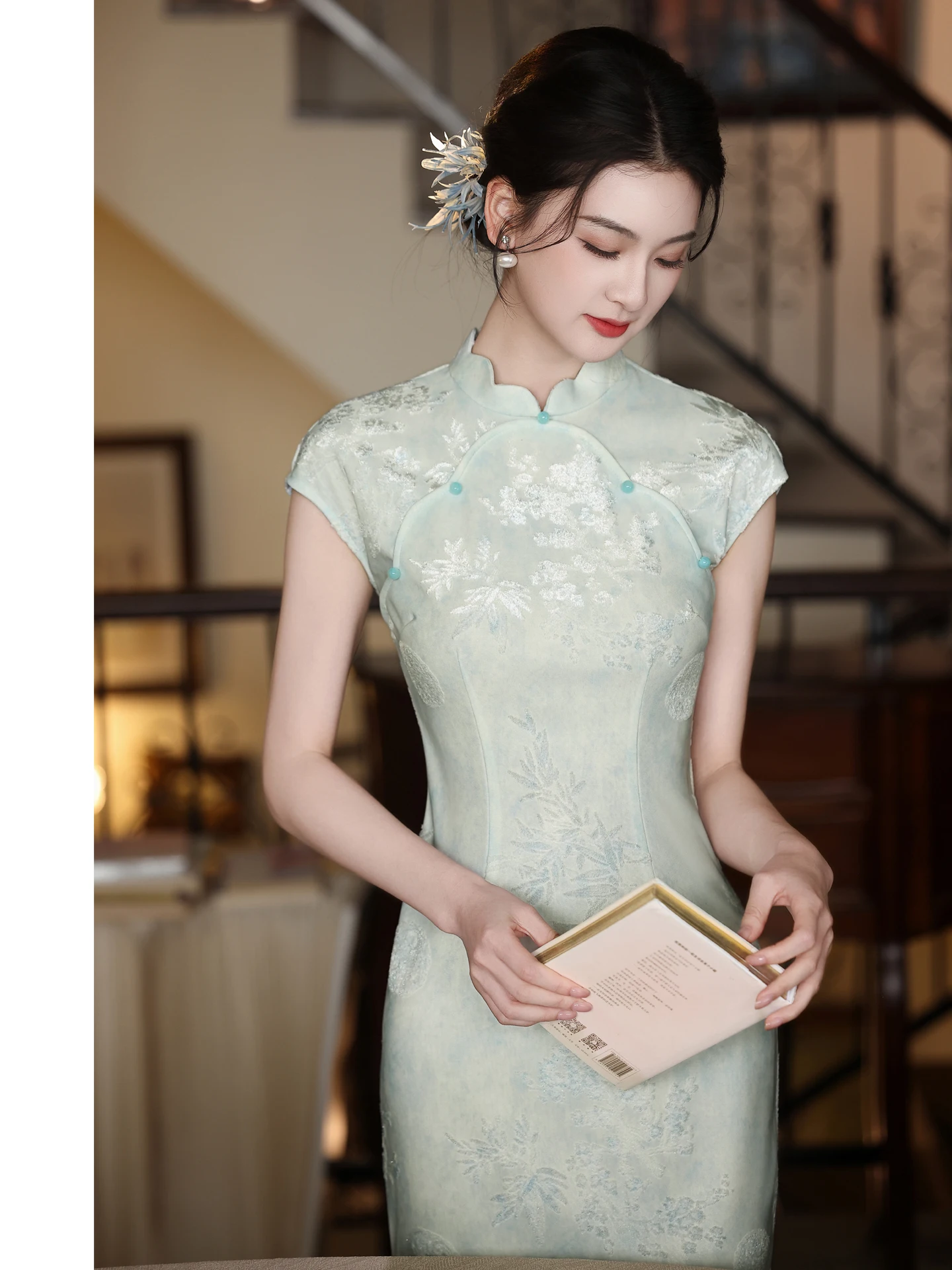 

Синее платье в молодежном стиле, простое, ретро, в китайском стиле, новая коллекция весна-лето, премиум-класса, с коротким рукавом, длинное, для женщин