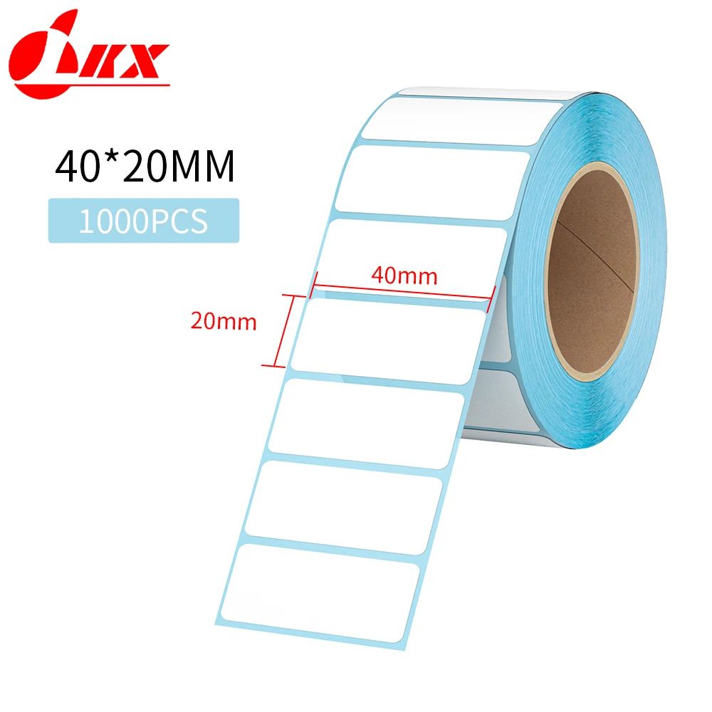 LKX 직접 인쇄 감열지 스티커, 바코드 라벨 종이, 접착 태그 롤, 님봇 프린터용, 40x20mm, 1000 개