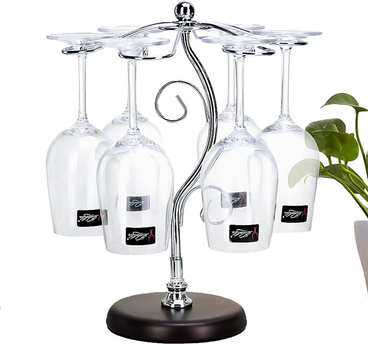 

Countertop Wine Glass Holder Tabletop Stemware Storage Rack Air Drying System Kitchen Bar Desktop Goblet Storage Metal Glasses Display Stand (13.7x10.2x5.9in)