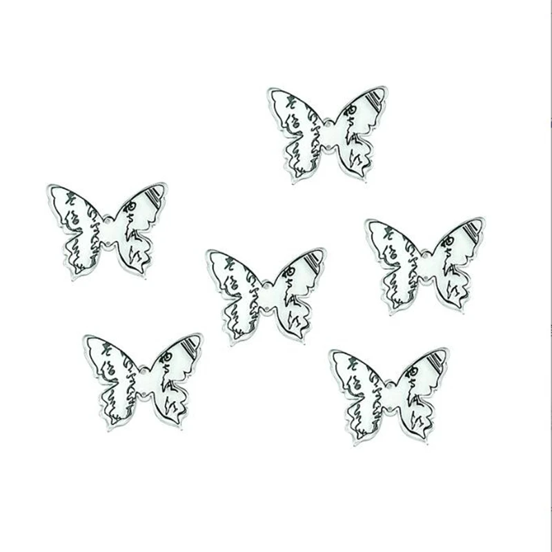 10Pcs/Lot New Acetic Acid Flower Beads Animal Butterfly Heart Fan Charms Connectors Diy Hairpin Jewelry Making Resin Acessories