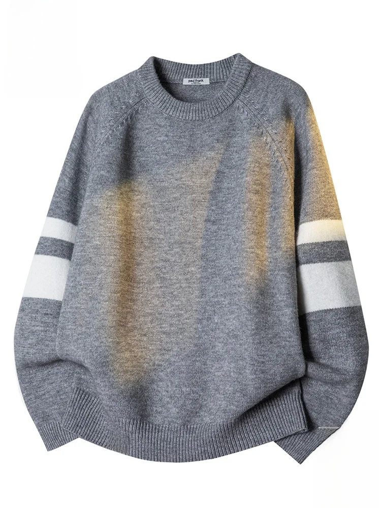 

PaulFrank Men's Knitted Sweater Casual Loose Fit round Ne Pullover Warm Top Stripe Pattern Autumn Collection 2025