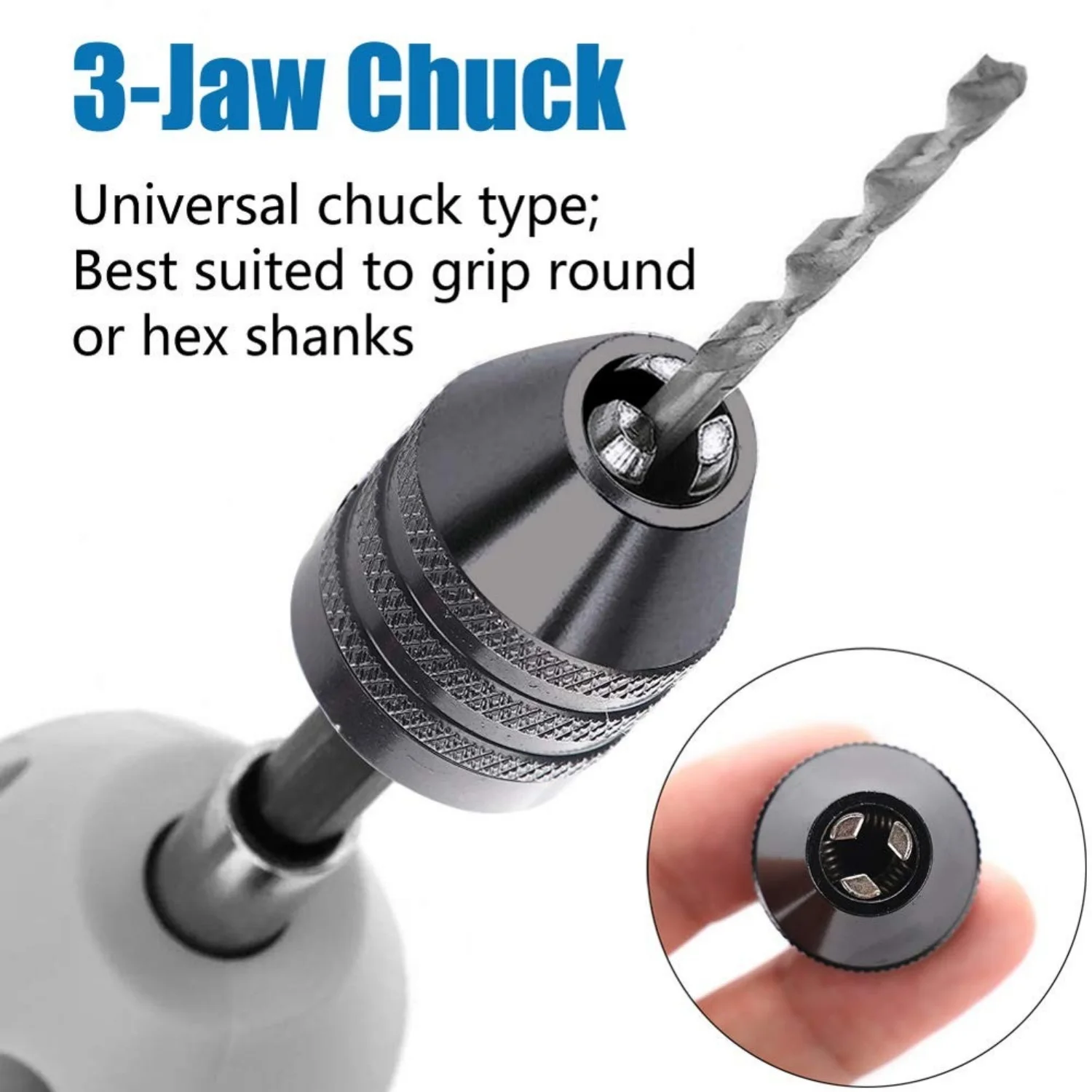 Keyless 1/4 Hex Shank Drill Bit Chuck Adapter 0.8-8.0mm 0.3-6.5mm 0.3-3.4mm Impact Driver Quick Change Converter Extension view 2