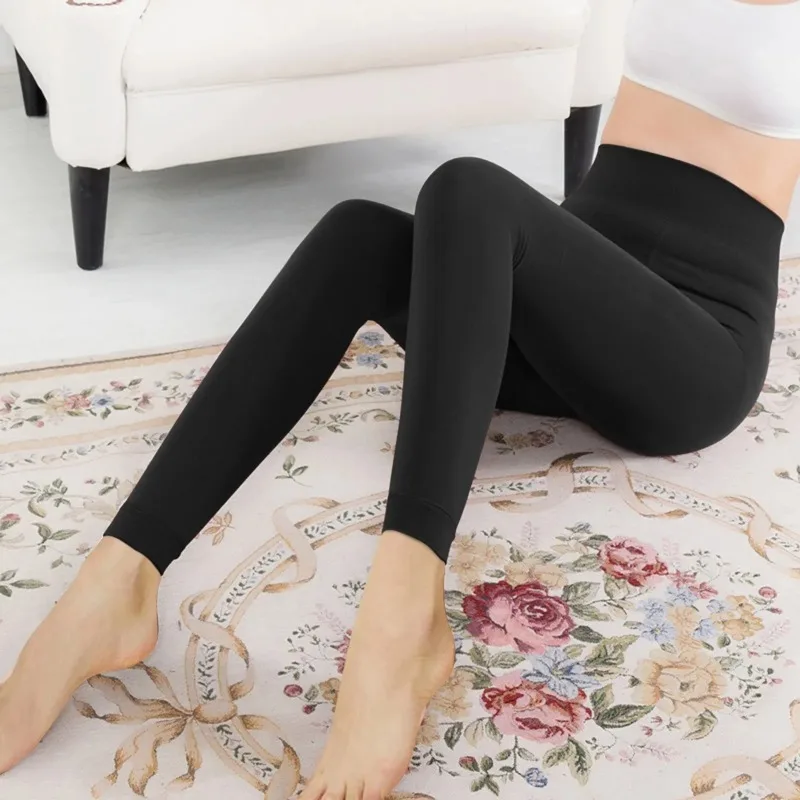 Autumn Winter Women Thick Warm Leggings High Waist Elastic Pants Candy Color Brushed Charcoal Stretch Pants Warm Elastic Tights