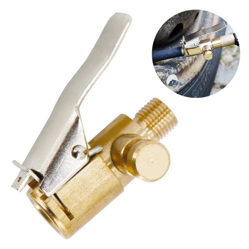 1/2pcs Portable Inflatable Pump for Car Tire Air Chuck Inflator Pump Valve Connector Clip-on Adapter Car Brass Tyre Wheel Valve