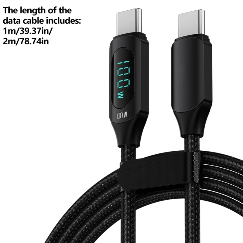 USB C to USB C Braided Charging Cable with Visible Power Screen 480Mbps Transfer 