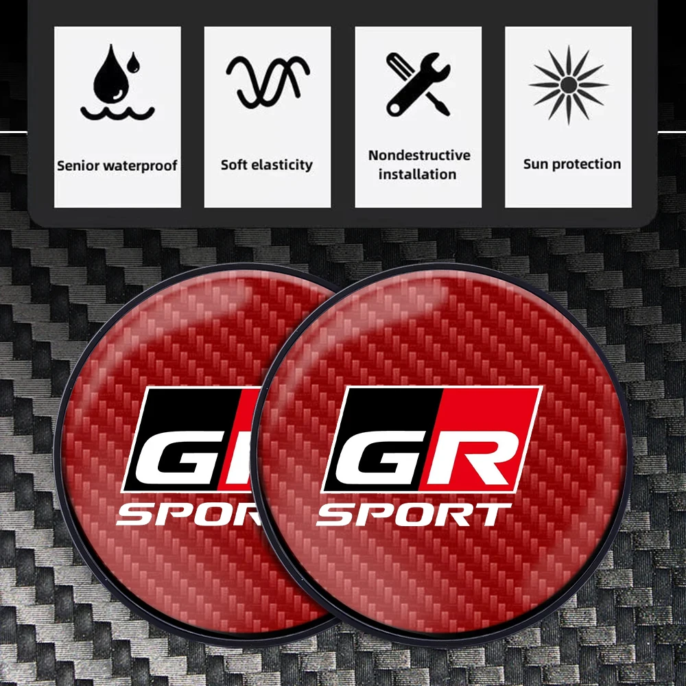 Carbon Fiber Car Coaster Water Cup Non-Slip Silica Gel Pad Holder Mat For Toyota GR Sport Gazoo Racing Supra Yaris 86 Corolla