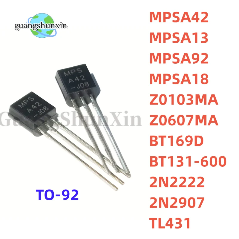 Nouveau et Original transistor TO-92 MPSA42 MPSA13 MPSA92 MPSA18 Z0103MA Z0607MA BT169D BT131-600