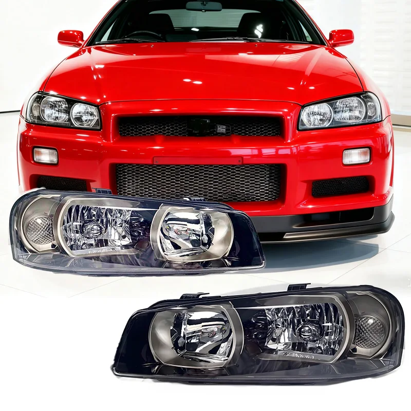 

SINDAR 2Pcs 1999-2007 For Nissan Skyline GT-R R34 1993-1995 GTST R33 Headlight LED Assembly (Driver Side + Passenger Side)