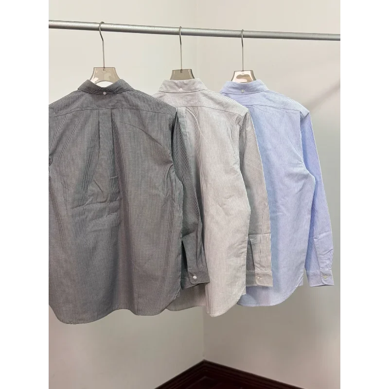 nanamica Trendy Fashion Striped Shirt Men Women Vintage Loose Breathable Cotton Casual Streetwear Oversized Button Down Top