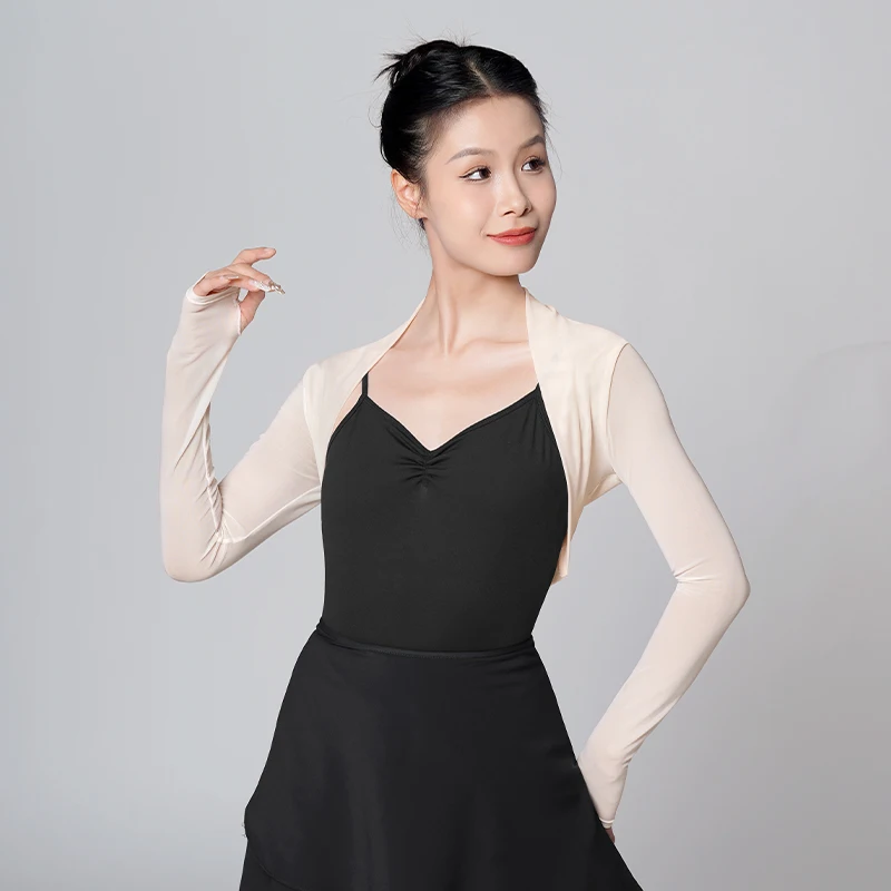 

Girls Women Dance Tops Long Sleeve Open Front Bolero Crop Nylon Modern Dance Shrug Adults Teen Dance Tops Ballet Blouse