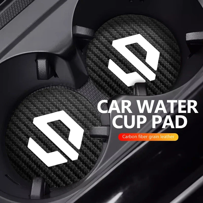 2PCS Carbon Fiber Car Water Cup Coaster Non-Slip Slot Mat Pad Accessories For Leapmotor C11 C10 C01 T03 C16 S01