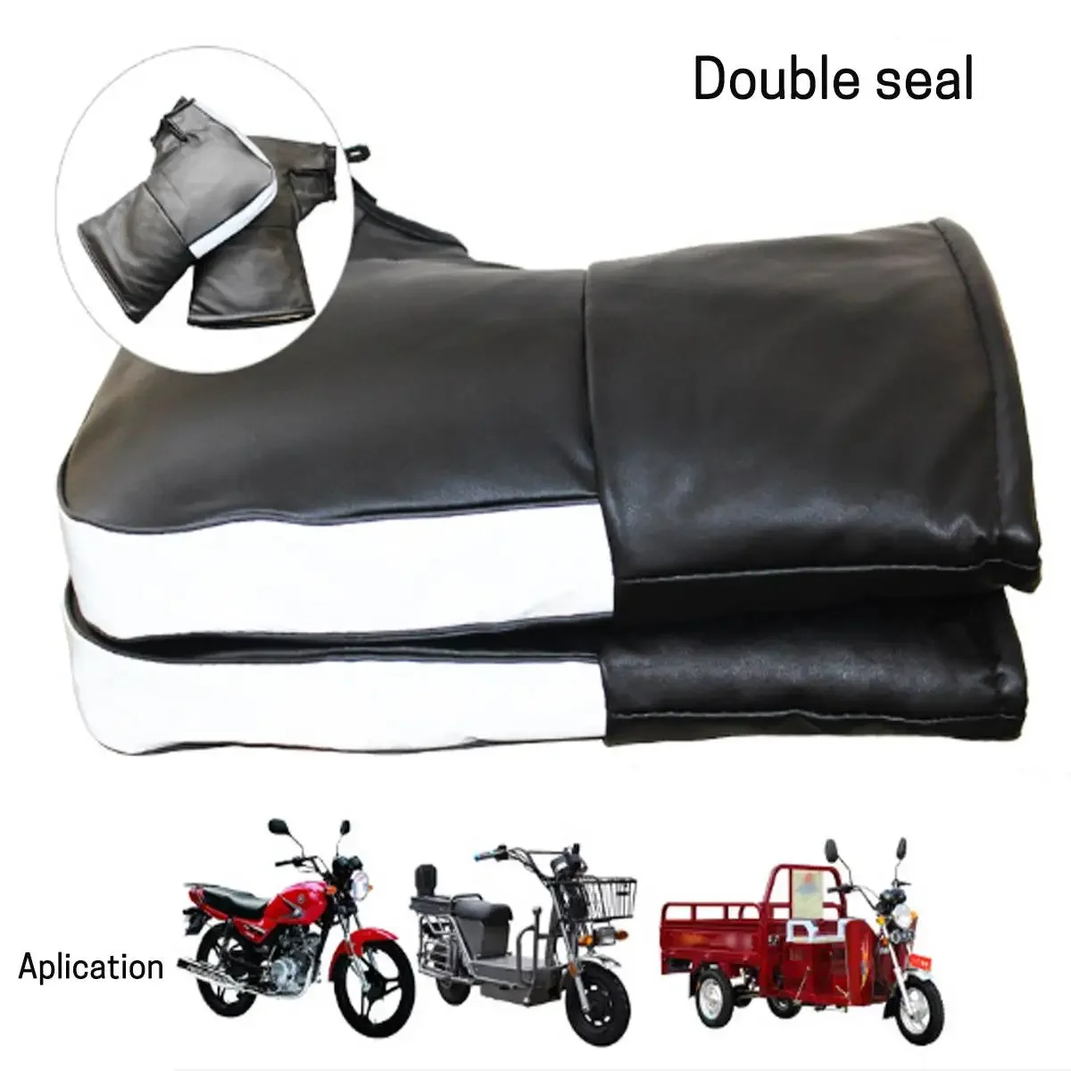 

2x Universal Leather Motorbike Scooter Handlebar Gloves Waterproof Bike Handle Bar Gloves Hand Fur Muffs Glove Mitts Winter Warm