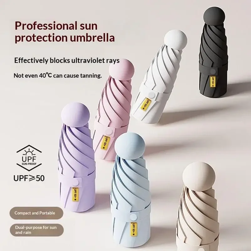Compact Travel Mini Umbrella Uv Protection Umbrella 5 Fold Ultra Lightweight Sunshade Umbrellas Protable Manual