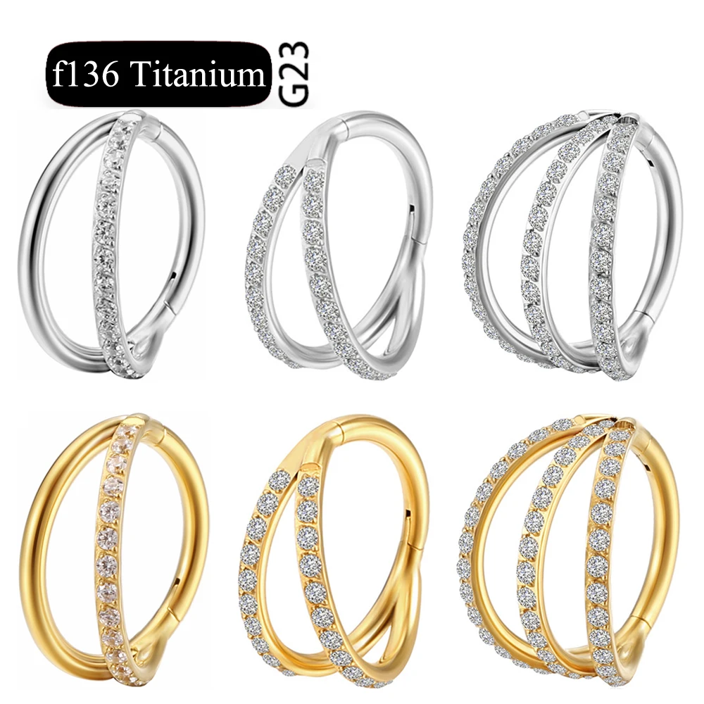 F136 Titanium 16G Hinged Segment Nose Ring ZC Septum Clicker Daith Earrings Hoop Ear Cartilage Tragus Helix Piercing Jewelry