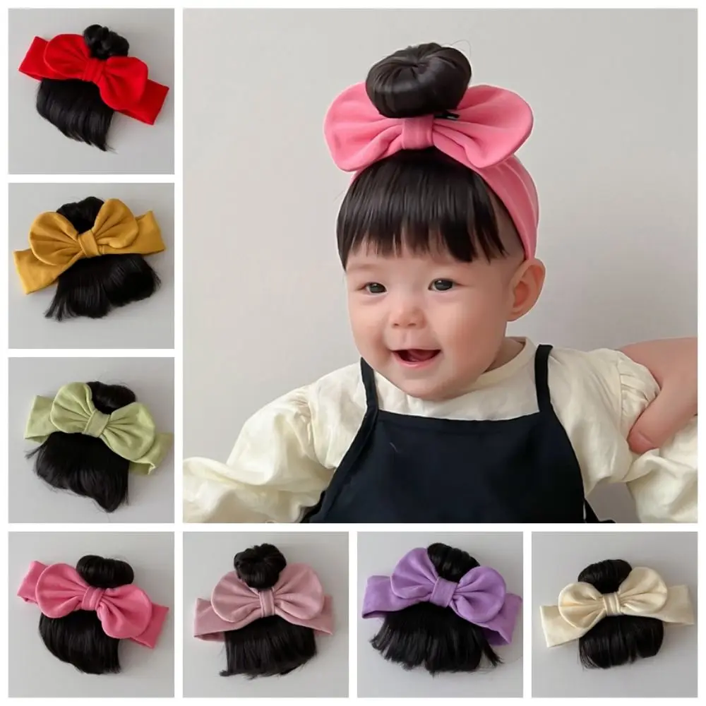 Bebê recém-nascido Bowknot algodão peruca, bonito infantil Hairpiece, Headband respirável, criança acessórios para o cabelo, bandas macias, DIY