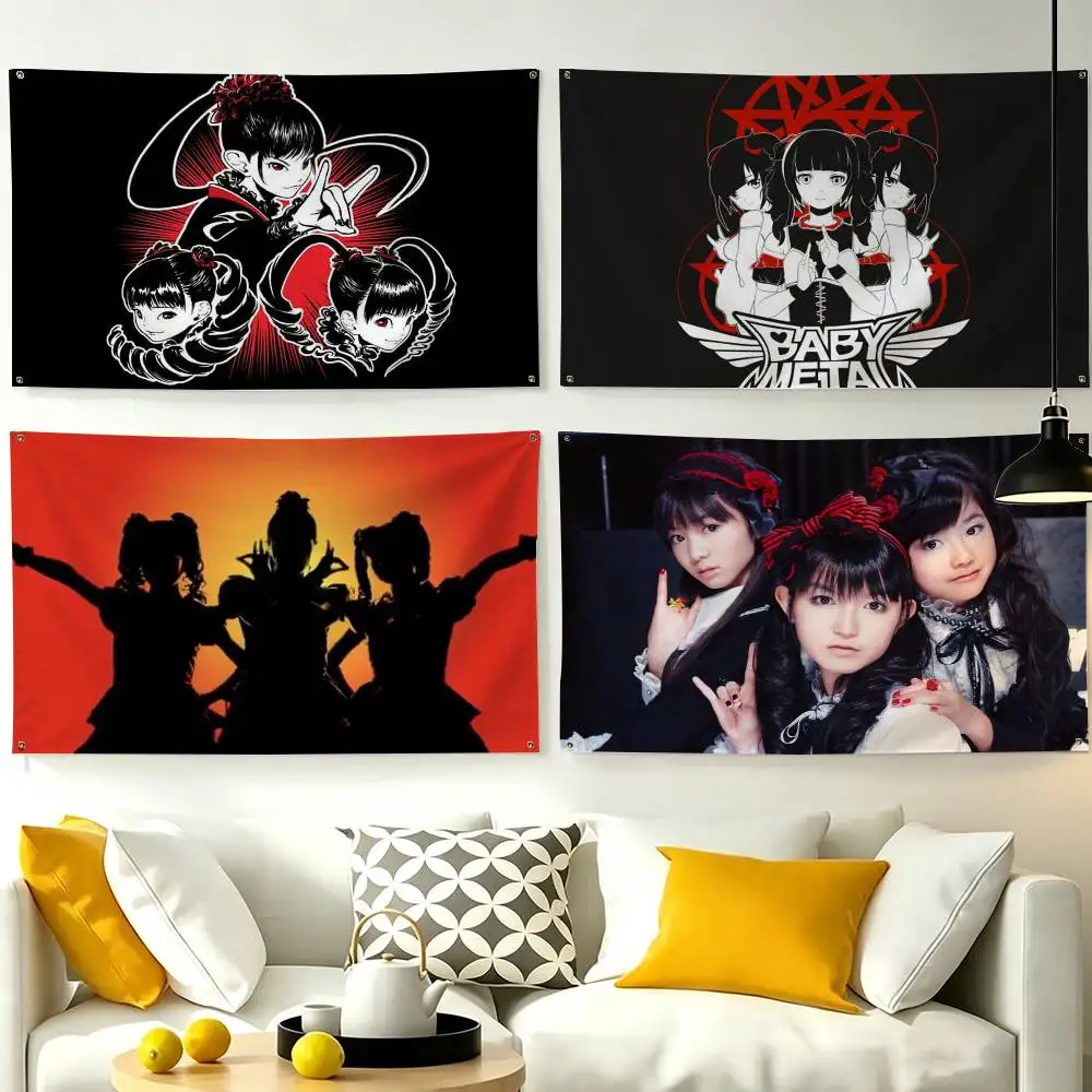 B-Babymetal Metal Forth  Flag Suitable For Party Club Outdoor Interior Wall Decoration Banner Fans Gift