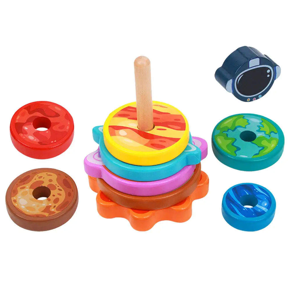 1Set Colorful Stacking Ring Baby Physical Intellectual Skill Development Early Learning Game Interactive Ring Toddler