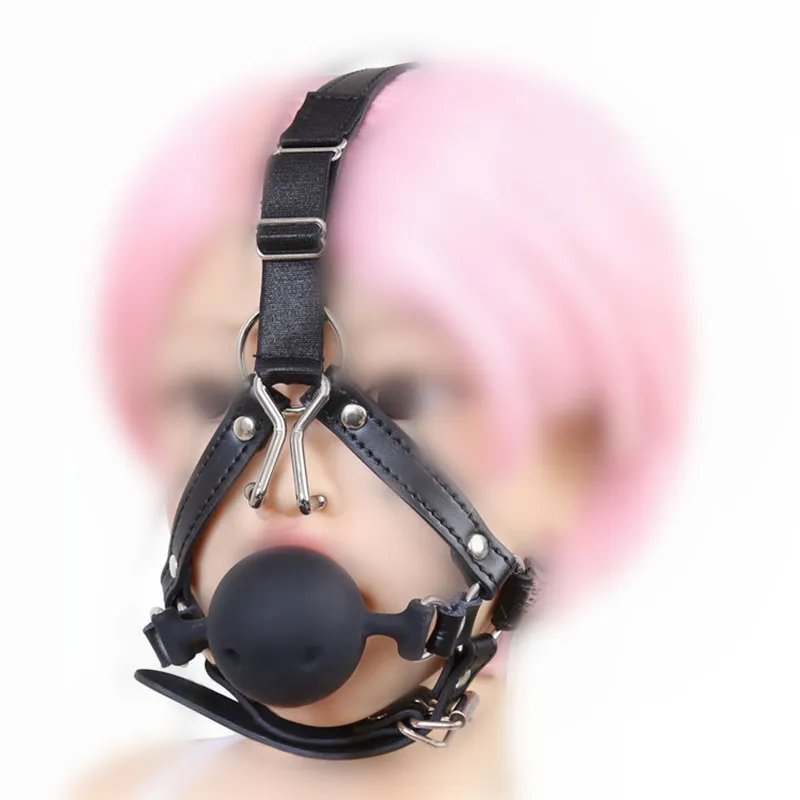 BDSM PU Leather Belt Silicone Ball Open Mouth Gag Cosplay Bondage Restraints Adult Slave Fetishism Sex Toys For Adults Drooling