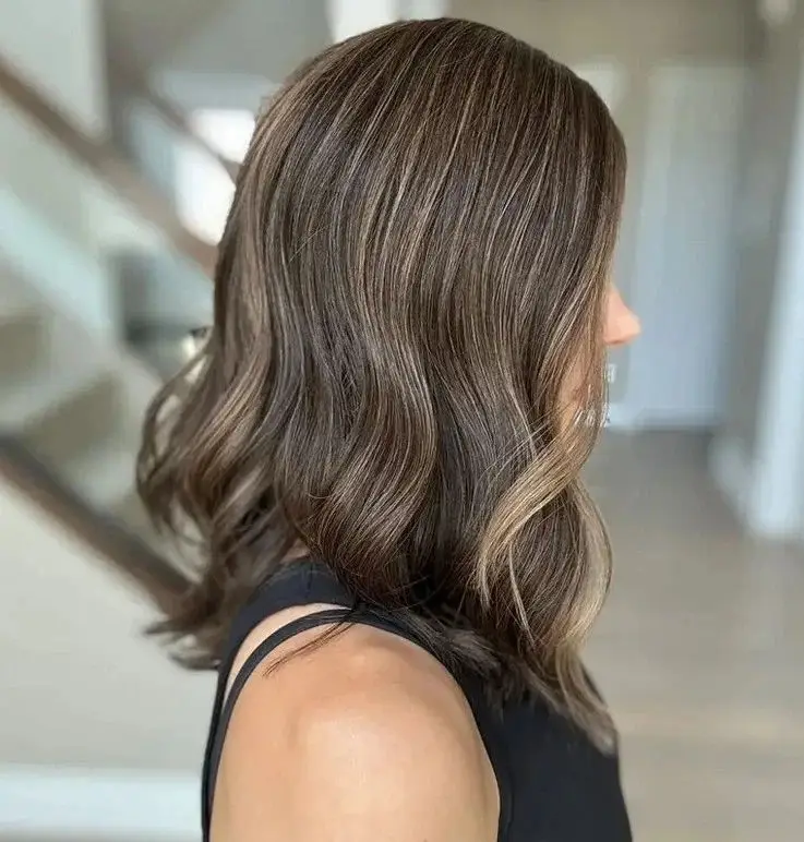 Invisible Transparent Woman Wigs Shoulder Highlight Chocolate Brown Synthetic HD Lace Party Wig 18
