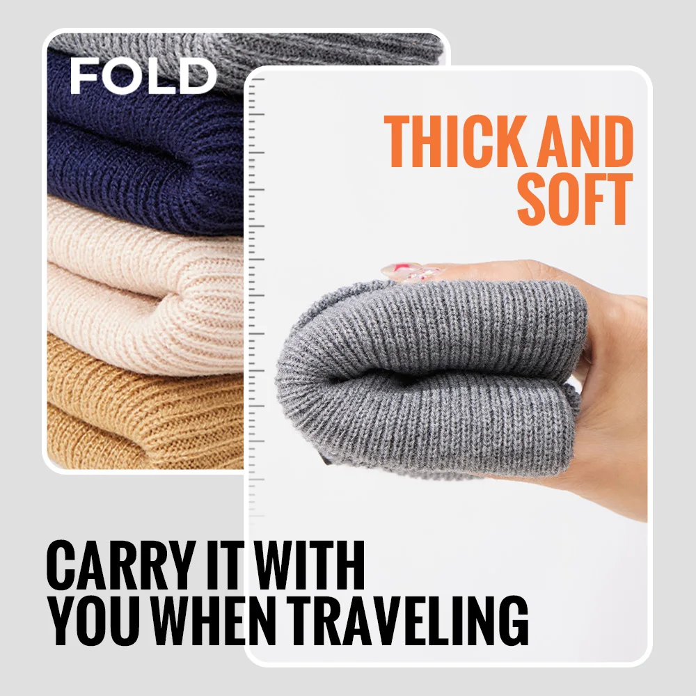 WRELS Gorro de punto grueso de invierno con forro polar térmico, gorro de calavera suave a prueba de viento para hombres y mujeres, esquí al aire libre, senderismo