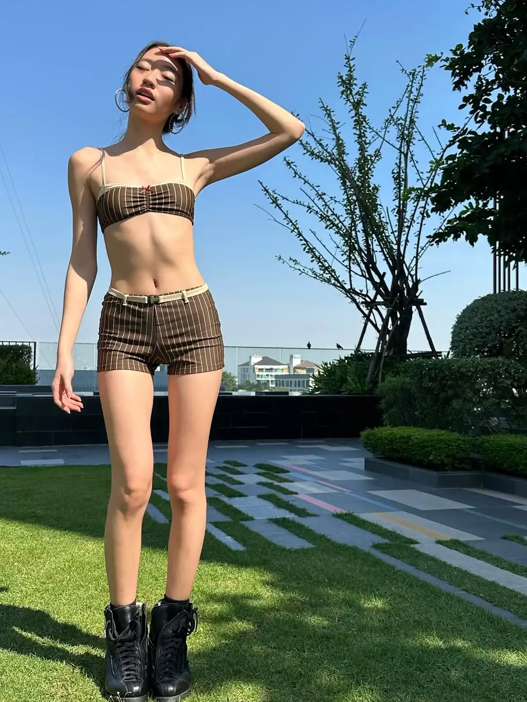 

Женский раздельный купальник-бикини в полоску с эффектом утяжки, скрывающий живот, для небольшой груди, сексуальный, для пляжа и отпуска