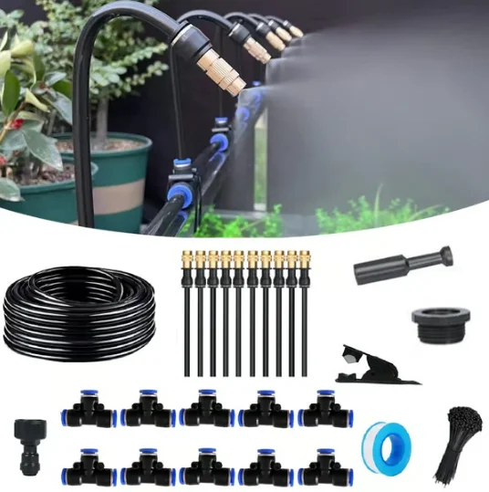 

5M-20M Greenhouse Drip Irrigation Kit 360° Curved Garden Automatic Irrigation System Patio Misting Plant Watering Distribution