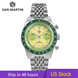 San Martin 39.5mm Chronograph VK64 Quartz Watch Original Design Men Sports Business Watches Sapphire Waterproof 10Bar Wristwatch