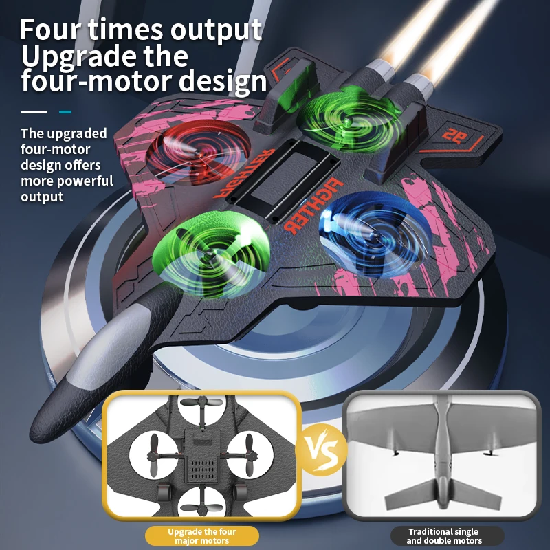 H22 epp combate de espuma resistente a choques, voo noturno, luzes coloridas, velocidade dupla, avião de controle remoto para iniciantes, brinquedos para crianças