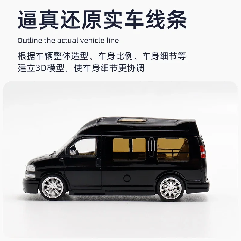 GOC 1:64 GMC SAVANA Black limited800 Diecast Model Car