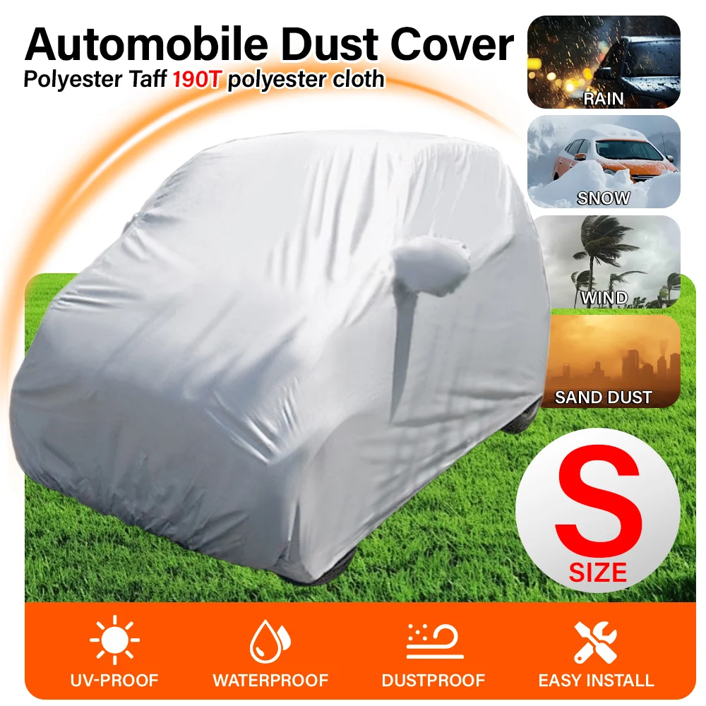 

Чехол для автомобиля S-размера для Mercedes-Benz Smart Fortwo, полиэстер тафта 190T, серебристый, водонепроницаемый, с защитой от УФ-излучения, для использования на улице