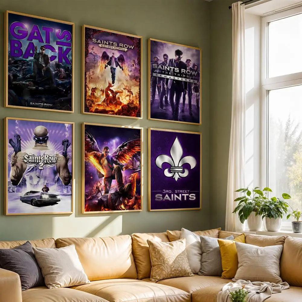 Saints Row Open World Game Poster HD Self Adhesive Waterproof Wall Art Ideal for Home Office Dorm Bedroom Great Gift