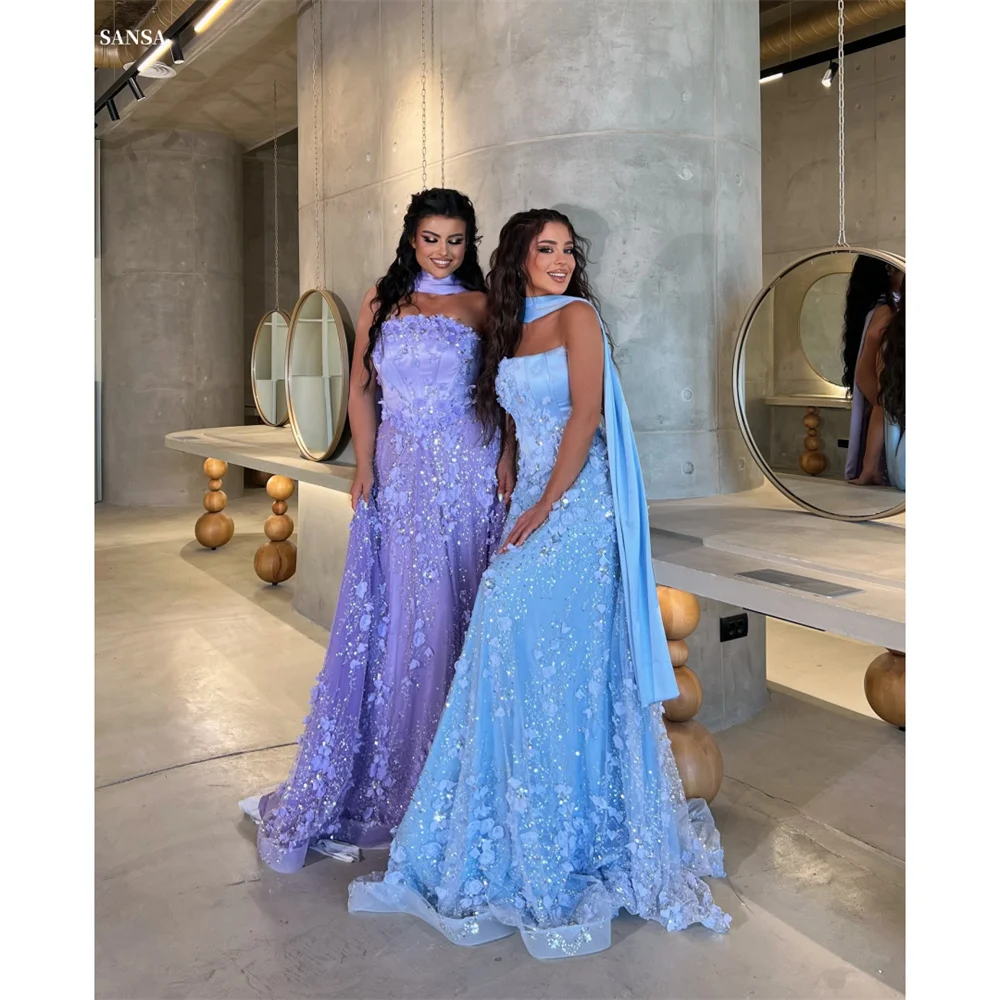 

Sansa индивидуальные платья для выпускного вечера со съемной шаль без бретелек длиной до пола, трапециевидные платья без рукавов فساتين 미פרי Роскошные вечерние платья 2025