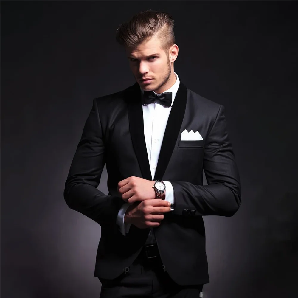 

Boutique Men's Suits Shawl Lapel Groom Wedding Party Tuxedo Blazer High Quality Formal Casual Suit Jacket Pants Set Custom Made