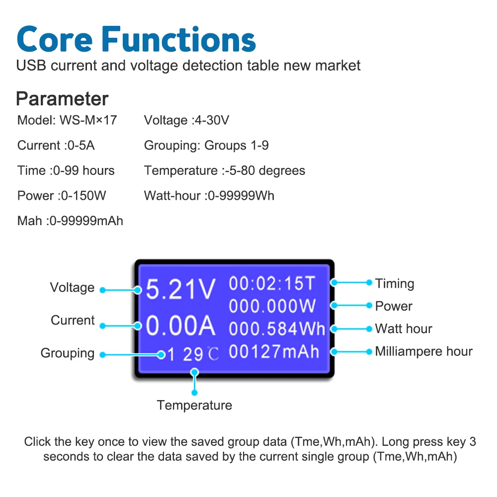 USB Tester DC Power Meter 4V-30V Digital Voltmeter Voltimetro Volt Meter Power Bank Wattmeter Voltage Tester Doctor Detector