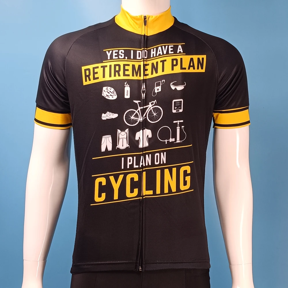 Retirement Plan Cycling Jersey For Men Short Sleeve Reflective MTB Maillot Downhill Pro Team Mountain Bicycle Clothing  Summer