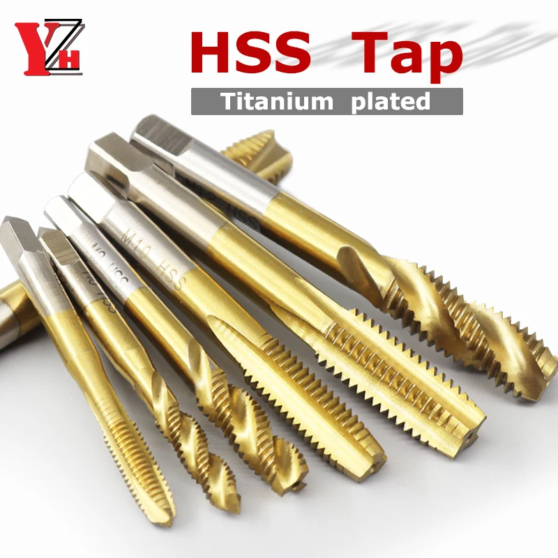 

Metric HSS Tap Titanium Plated Straight/Spiral Flute Machine Thread For Metal M2 M2.5 M3 M3.5 M4 M6 M8 M10 M12 M14 M16 M18 M20