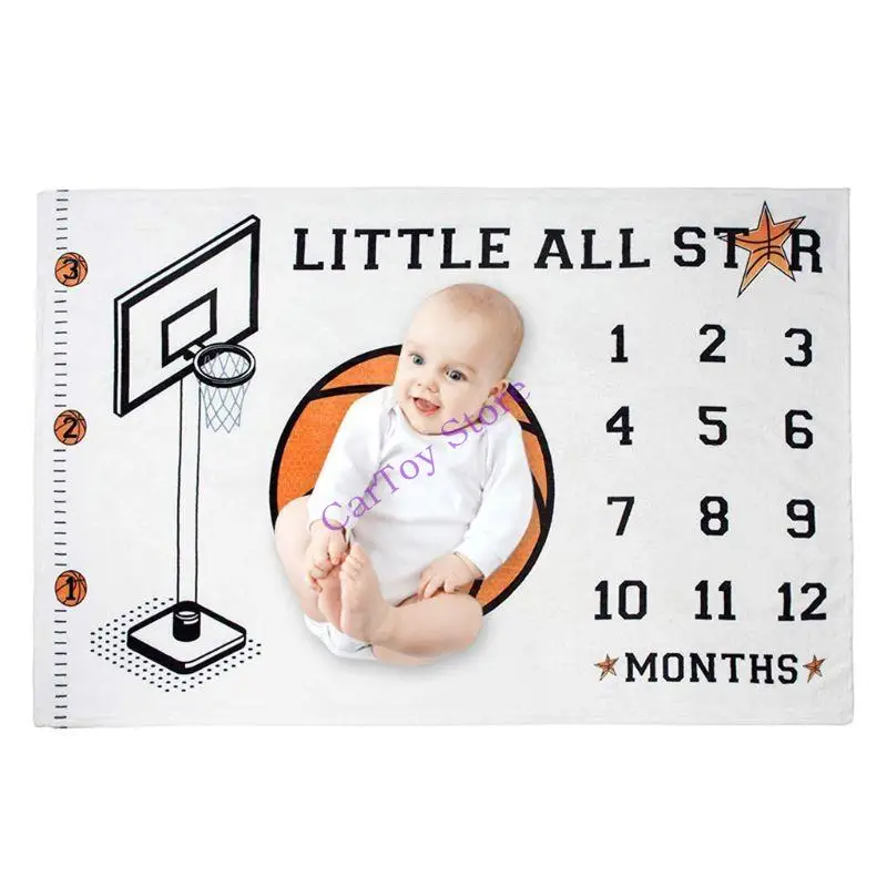 

634F Baby Boys Monthly Record Growth Milestone Blanket Newborn Photography Prop Cloth
