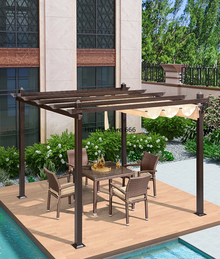 

Grape Rack Aluminum Alloy Awning Outdoor Courtyard Pavilion Tent Villa Garden Outdoor Flower Rack