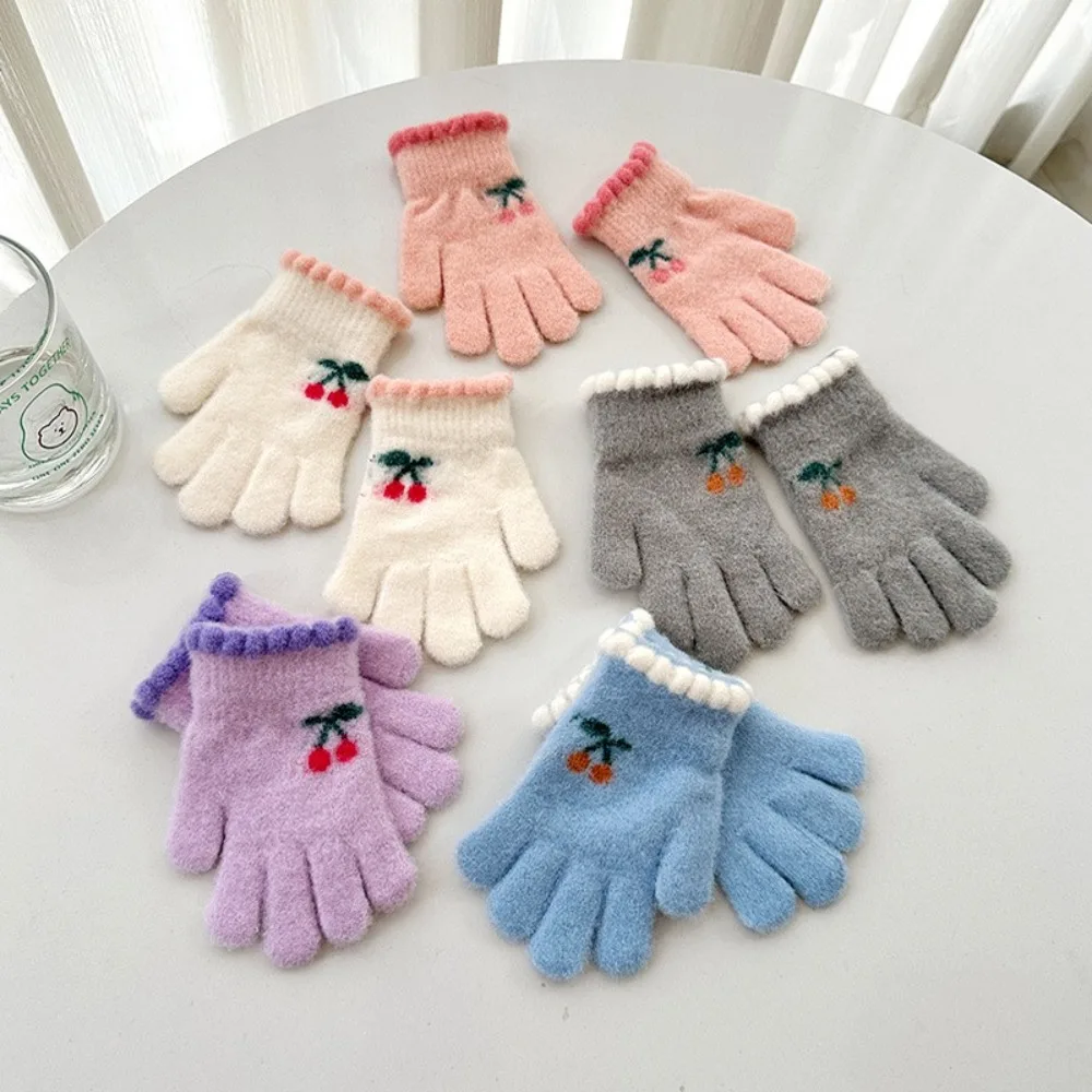 New Windproof Kids Warm Gloves Thicken Five Finger Cycling Mittens Full Finger Mittens Winter