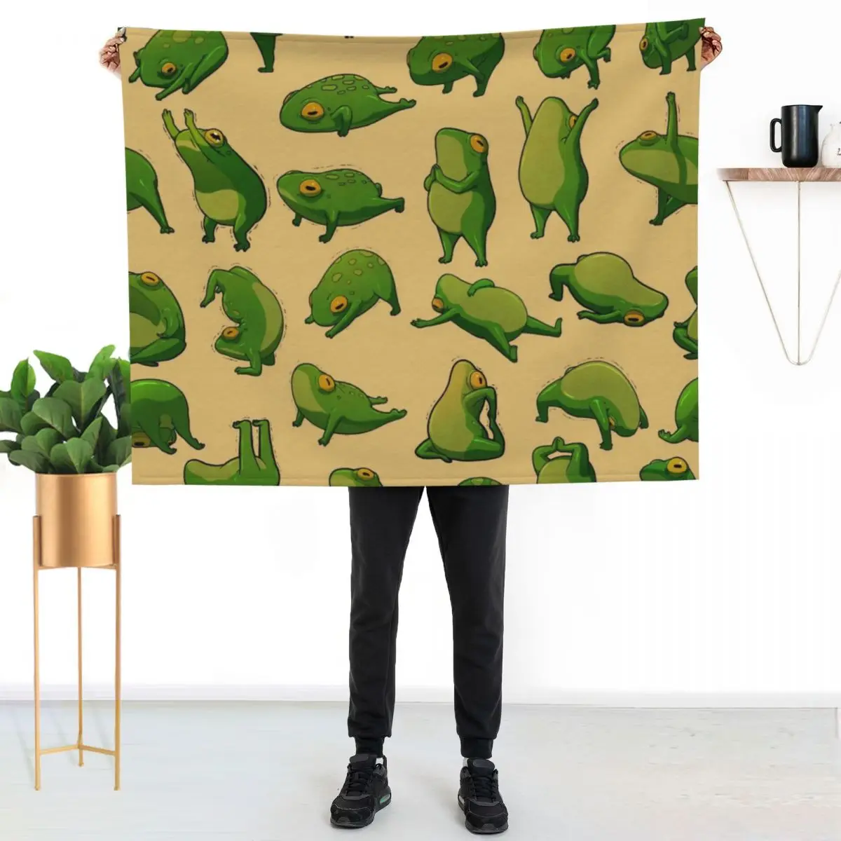 Yoga Frogs Poster With Text Throw Blanket Soft Big Hairy Decorative Sofa Plaid Heavy Blankets