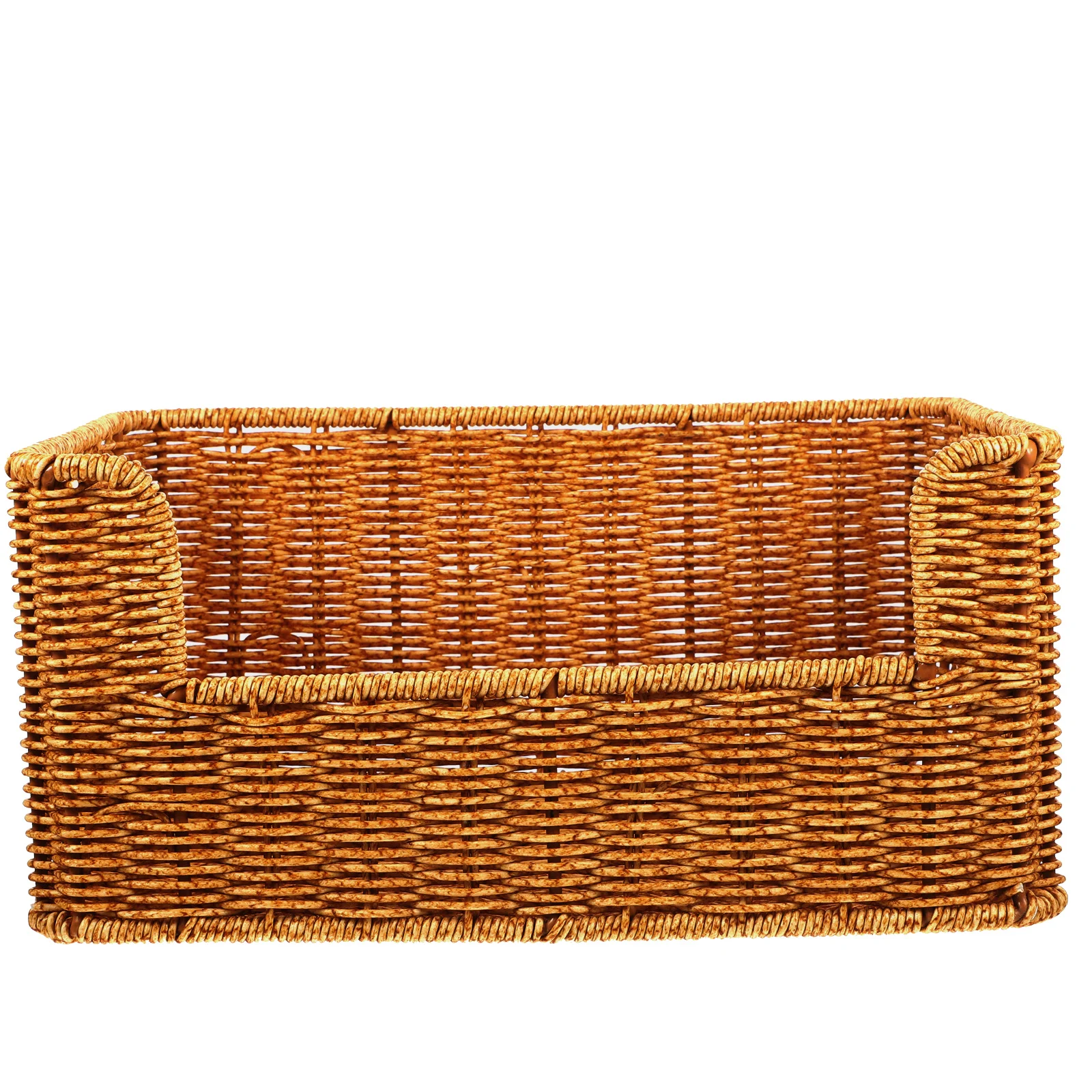 

Woven Storage Basket for Book Organizer Desktop Sundry Holder Natural Imitation Rattan Home Kitchen Hotel Decoration