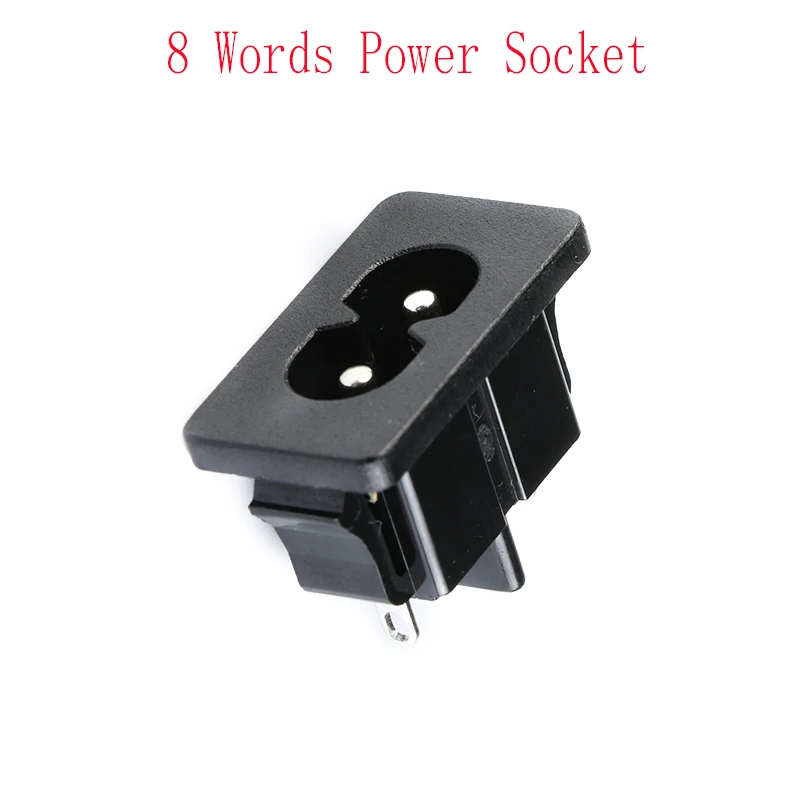 10Pcs 2Pin 8 Word Socket Male Plug Power Socket Connector 250V 2.5A Power Outlet Connector IEC320 C8 For Rc Car Motors RC