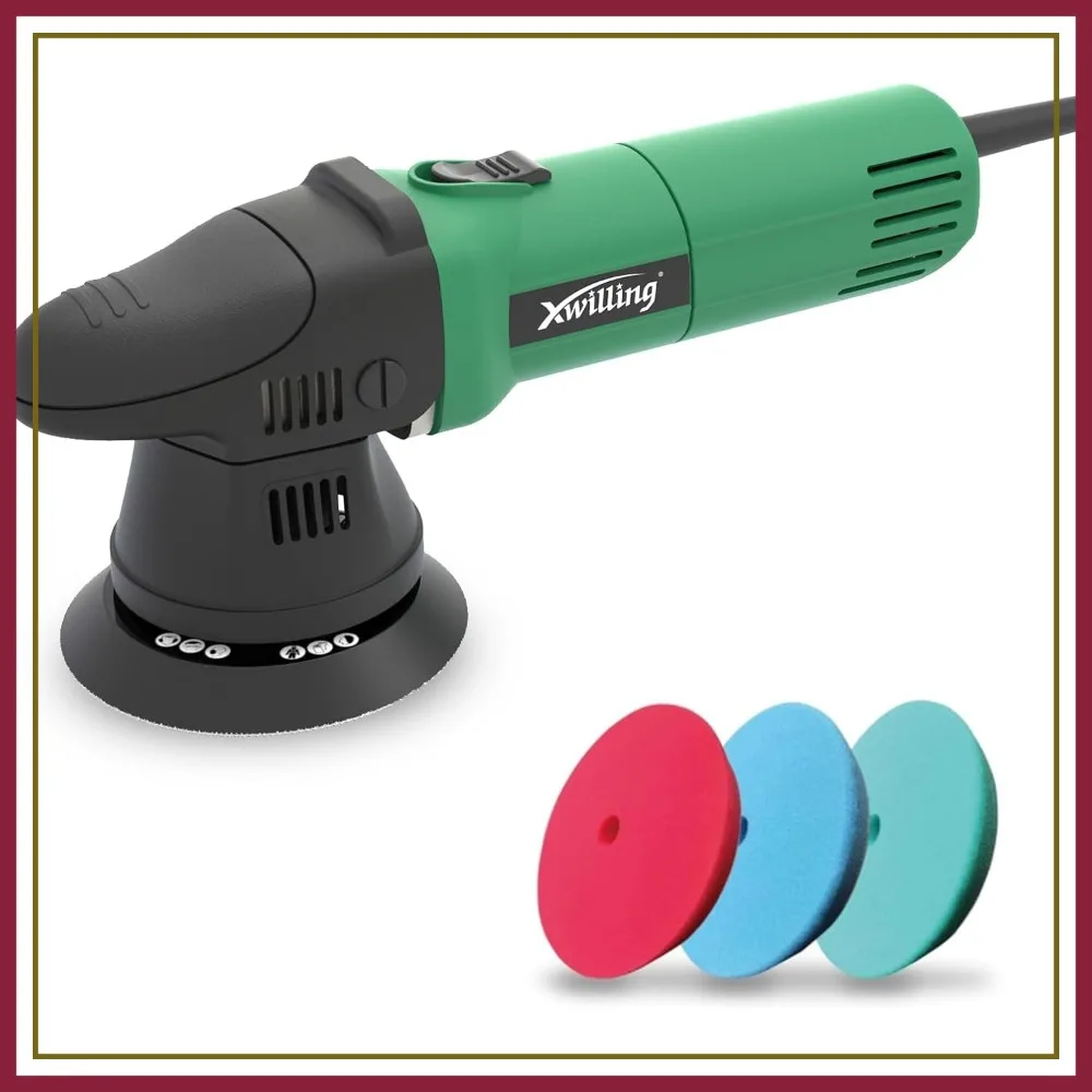 

5 Inch 8mm Dual Action Random Orbital Car Polisher, 6 Speed 1800-4500 RPM, Buffer for Car Detailing Polishing and Waxing
