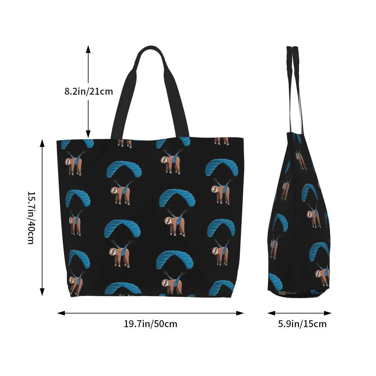 Paragliding Flying Sloth Sunglasses Skydiver Paraglider Shopping Tote Bag Canvas Shoulder Bags Shopper Grocery Handbag for Women