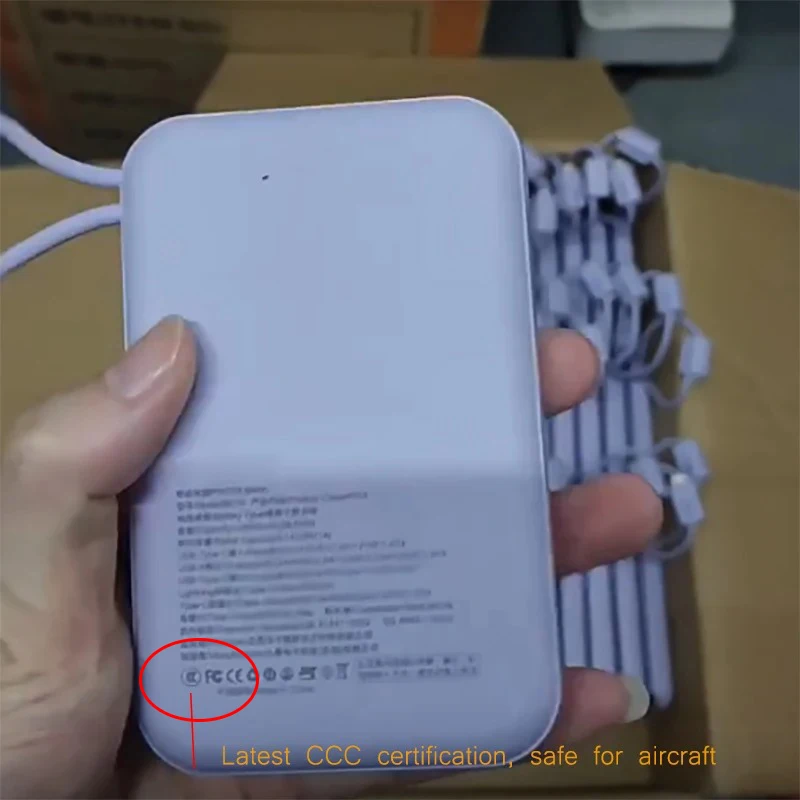10000mAh Portable CCC Power Bank Build-in Cable Type-C Fast Charger Large Capacity 20000mAh External Spare Battery For iPhone