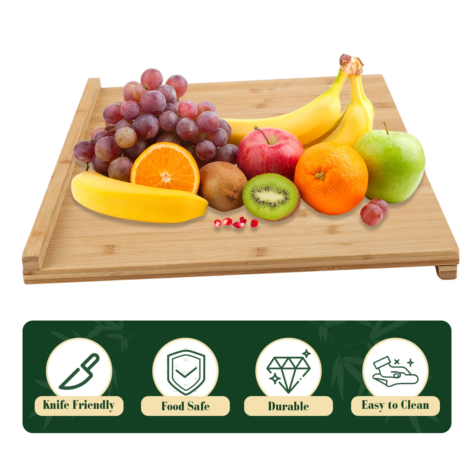 

Over-the-Counter Pastry Board Multi-Function Bamboo Board with Reverse Groove Chopping Block 21.65x15.75 in Kitchen Supplies