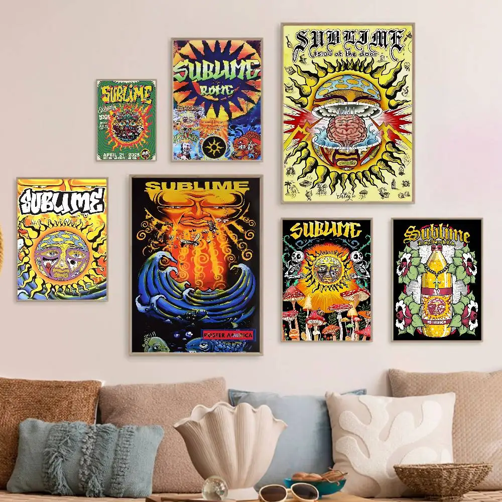 Classic Ska Punk Band S-Sublime DIY Sticky Poster Waterproof Paper Sticker Coffee House Bar Stickers Wall Painting
