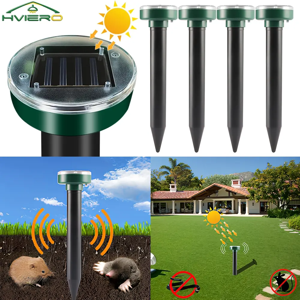 4/8x repelente solar alimentado ultra sônico mouse toupeira pragas roedor repelente vibração onda quintal ao ar livre jardim gramado campo de fazenda