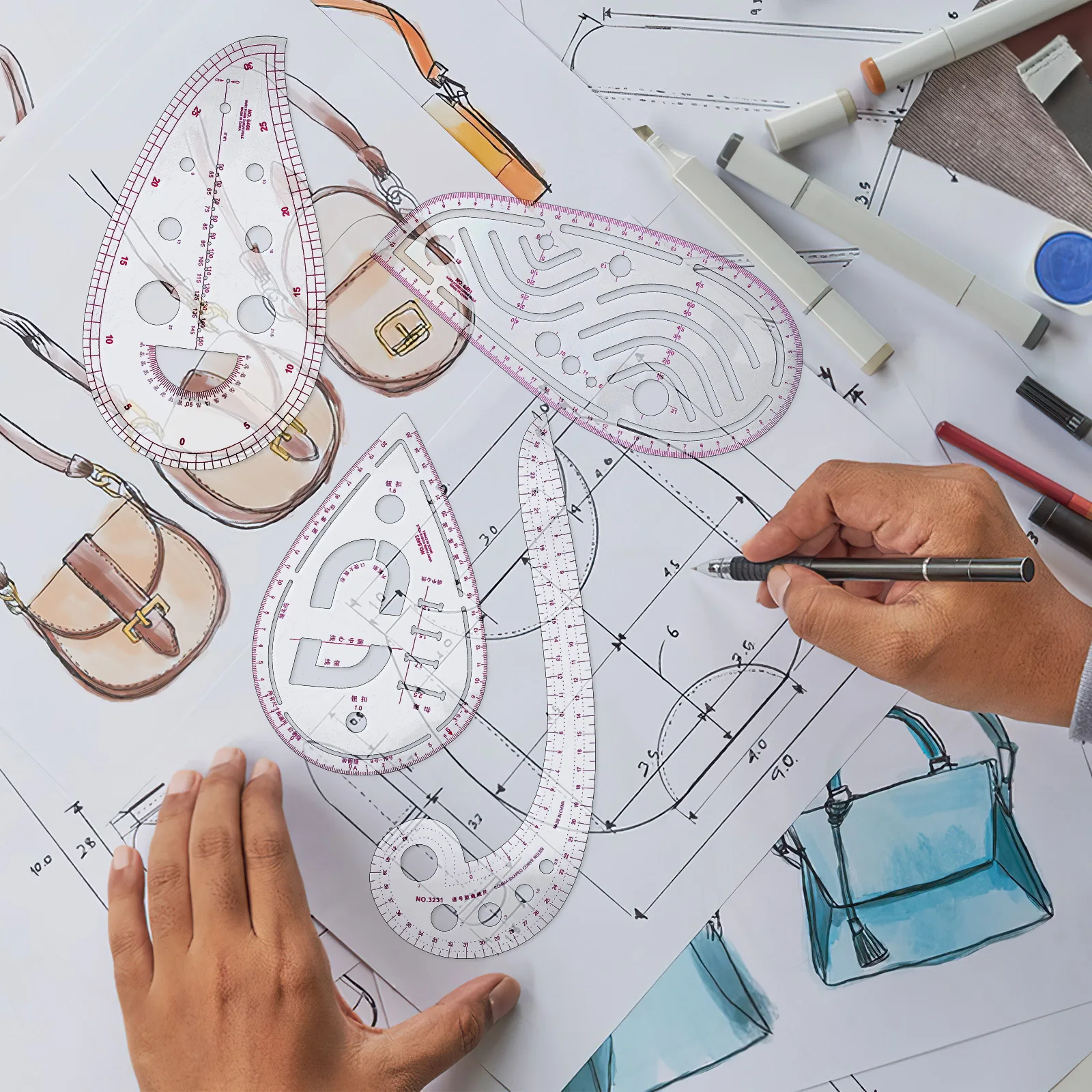 Juego de reglas de costura, escala transparente, curva francesa de plástico, herramientas para acolchar dobladillo de corte de tela Flexible y ligero, 1 Juego